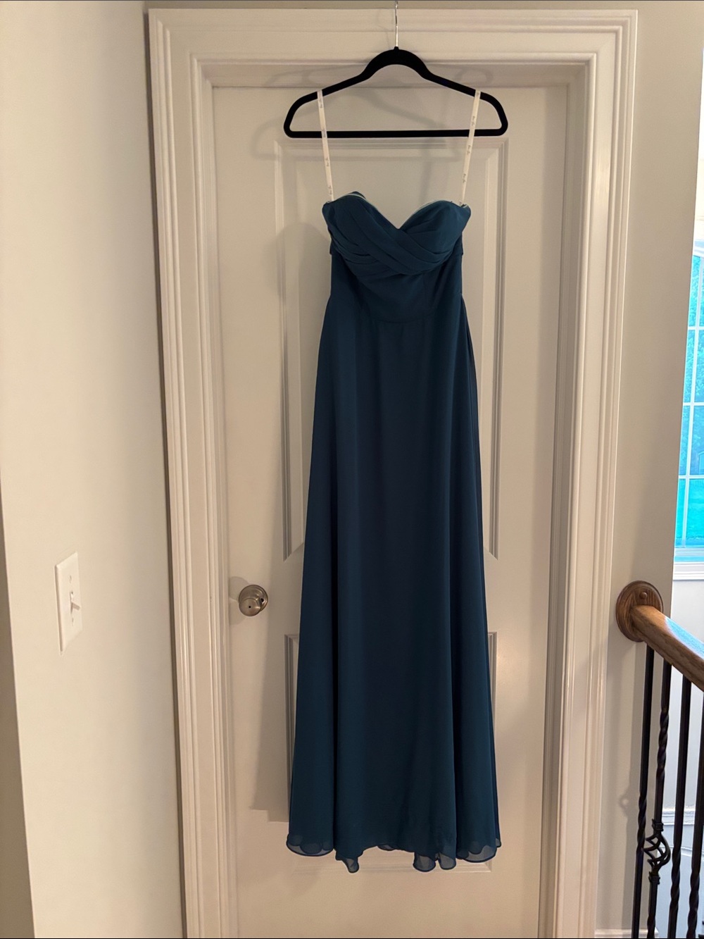 Strapless Teal Maxi Dress with Sweetheart Bodice